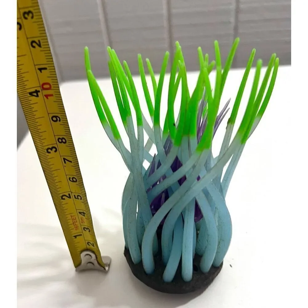 1 Pc Fluorescent Artificial Sea Anemone Coral Aquarium Tank Landscape Green